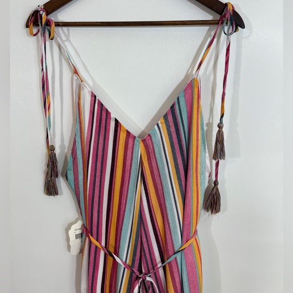 Altar’d State Quesada Striped Maxi Dress Tie Shoulder & Waist Front Slit size S - Picture 7 of 13